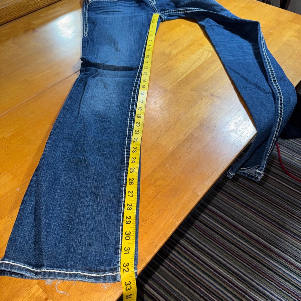 Y2K Rock Revival Johanna Bootcut Jeans Dark Wash Contrast Stitch Size 28 Cotton - Picture 7 of 9